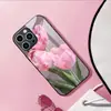 Aplicable a Apple 18PRO Funda de Vidrio Templado 17PROMAX Funda Protectora de Tulipán iPhone16 Flor Rosa 17E