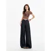 Jeans de Pierna Ancha Vintage Azul Oscuro de Estilo Nuevo para Primavera 2026 para Mujer, de Cintura Alta, Sueltos, Adelgazantes, Caídos, de Pierna Recta, Pantalones de Longitud al Suelo