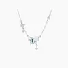 Collar de Hada Mariposa Azul para Mujer, Estilo Ins, Gama Alta, Lujo Ligero, Versátil Cadena para Clavícula de Camelia, Exquisita Cadena para Clavícula