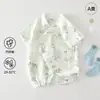 Mameluco de Bebé Verano Manga Corta Tejido de Bambú y Algodón Gasa Ropa de Bebé Niña Conjunto de Verano para Bebé Traje de Gateo Clase A