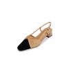 Elegantes zapatos de mujer de color fragante plegables con lazo, sandalias de verano nuevas de cuero de oveja grueso y suave después de vaciar
