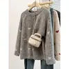 2026 Tricô Jacquard de Inverno Suéter de Gola Redonda Top Preguiçoso Novo Solto Cardigan de Coração Outono Cor Damasco Cinza Escuro
