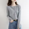 Cárdigan de Punto con Cuello Redondo Suéter Chaqueta para Mujer Principios de Primavera Principios de Otoño e Invierno Nuevo Manga Larga Holgado Estilo Coreano Lana Ropa Estilo Corto