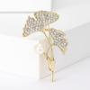 Broche de ginkgo embutido em diamante elegante estilo coreano corpete de planta de pérola ins acessórios de pino de terno elegante na moda atacado