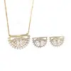 Conjunto de collar y pendientes de circonita de lujo para mujer, estilo europeo y americano, cadena para la clavícula hueca de diamantes completos, accesorios de boda nupcial con un toque de alta gama