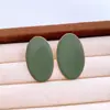 Pendientes Ovalados Plegados con Goteo de Aceite y Pasador Plateado Estilo Minimalista, Pendientes de Botón Exagerados Únicos y de Moda con Sentido de Diseño, Pendientes de Nicho para Mujer