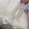 IOULOR - Calcetines de tubo medio con orejas de madera para primavera y verano, de algodón con lazo y lunares, transpirables, absorbentes del sudor y sin hueso para mujer