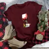 Camisetas Casuais Divertidas Femininas Gola Redonda Camiseta de Natal Gola Redonda