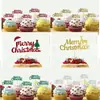 Decoración navideña para hornear, inserto de tarjeta de papel para cupcakes, postres, decoración, venta directa de fábrica
