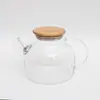 Tetera fría tetera de vidrio hecha a mano alta temperatura doméstica borosilicato resistente al calor tetera con filtro tetera hirviendo tapa de bambú