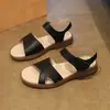 Nuevas sandalias casuales versátiles de talla grande para mujer con correas de velcro, zapatos planos cómodos tipo mamá, zapatos de moda trendy para mujer