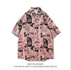Camisa Estampada para Hombre, Camisa de Manga Corta de Verano a la Moda Estilo Japonés, Diseño Holgado, Ropa Exterior de Nicho, Estilo Pareja