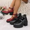 Nuevos Mocasines Antideslizantes de Gran Tamaño para Mujer con Hebilla de Una Línea y Tacón Alto para Comercio Exterior Transfronterizo 2025