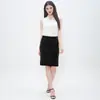Faldas Europeas y Americanas Transfronterizas para Mujer, Faldas de Cintura Alta Línea A para Cadera, Faldas Elegantes de Color Sólido para Mujer con Efecto Adelgazante para el Trabajo