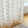 Cortinas de Comercio Exterior Transfronterizo de Amazon, Cortinas Transparentes de Lunares Coloridos con Pompones, Estilo de Gancho y Barra con Anillas Metálicas, Suministro de Producto Terminado