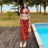 Maiô para Mulheres 2026 Novo Sexy Hot Girl Foto na Praia de Alto Padrão Estampa de Leopardo Saia Biquíni de Três Peças