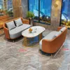 Juego de sofá de un asiento y mesa de centro para recepción de hotel, sala de reuniones de clientes, oficina de ventas, salón de belleza, centro comercial, mueble de sala de exposición, gama alta