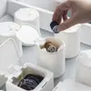 Caja de Almacenamiento Tipo Prensa con Tapa Estilo Japonés Caja para Guardar Artículos Pequeños de Cajón de Escritorio Caja para Guardar Hisopos de Algodón para el Hogar