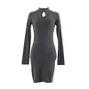 Vestido Básico Ajustado Sexy Estilo Coreano para Mujer Otoño 2026 Invierno Bodycon con Abertura Elegante para Club Nocturno