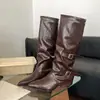 Botas Longas Emagrecedoras Botas de Cavaleiro Outono Inverno 2026 Altas até o Joelho Tamanho Grande Estilo Britânico Retrô Botas de Salto Alto Novo Aumento de Altura Feminino Não