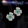 Brilhante Exquisito Zircônia Camélia Brincos Colar Conjunto de Joias Acessórios de Vestuário Elegante Pequena Flor Perfumada Brincos