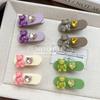 Pinza para el pelo de oso dulce coreana con pedrería, Linda pinza ovalada de colores caramelo para flequillo, Pinza de pico de pato Accesorio para el cabello