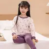 Conjunto de ropa interior térmica de algodón puro para niños para otoño e invierno, incluye camiseta de manga larga y pantalones, para niños pequeños y niños pequeños, capa base cálida para otoño e invierno, pijama para niñas