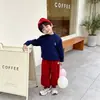 Suéter de Punto de Manga Larga Cálido Bordado Estilo Coreano Otoño e Invierno Color Sólido para Niños y Niñas