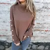 Amazon 2026 Sitio Independiente Europeo y Americano Nuevo Suéter de Punto para Mujer Otoño/Invierno Casual de Cuello Alto Abotonado para Mujer