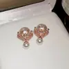 Pendientes de Perla de Circonita de Moda de Aguja Plateada Pendientes de Botón Retro de Lujo Ligero de Nicho Francés Pendientes Nuevos 2026
