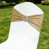 Fornecimento Direto do Fabricante Fitas Elásticas de Laço de Alta Qualidade para Hotel Casamento Banquete Flores para Encosto de Cadeira Tira de Encosto de Cadeira com Hot Stamping