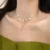 Colar de Franja de Pérolas Estrelas do Céu Completo para Mulheres, com Vestidos de Festa e Vestidos, Luxo Leve, Exquisito, Sensação de Alto Padrão, Acessórios de Corrente para Clavícula de Nicho