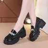 Mocasines para Mujer, Nuevo Estilo Otoño 2026, Suela Gruesa, Tacón Grueso, Zapatos de Cuero Estilo Francés, Mocasines Mary Jane sin Cierre, Puntera Ancha de Cuero