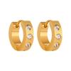 Moda Nuevos Aretes Simples de Nicho de Lujo Ligero de Tres Diamantes para Mujer, Aretes Versátiles de Acero de Titanio Enchapados en Oro con Incrustaciones de Diamantes