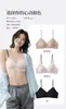 Sujetador Seamless Fino con Tirantes Finos y Pedrería Brillante para Mujer, Push-Up para Pechos Pequeños, Espalda Hermosa, Soporte Lateral del Pecho, Anticaída, Copa Fija, Estilo Delgado