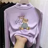 Roupa de baixo infantil dupla face com forro de fleece, estilo outono/inverno, gola alta, camiseta de manga longa escovada para meninas, roupa quente para bebês e crianças pequenas