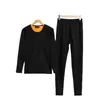 Roupa Térmica Casual Outono e Inverno Masculina com Forro de Fleece Espessada Aquecimento Base à Prova de Frio Terno de Veludo Dourado Roupas e Calças de Outono