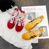 Zapatos de Entrenamiento Retro Rojos de Cuero Genuino para Mujer Estilo Coreano Versátiles Nuevas Zapatillas de Suela Fina para Mujer Zapatos Casuales Deportivos Forrest Gump para Mujer