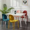 Silla de Comedor Moderna Simple de Plástico Respaldo Redondo para Adultos Tienda de Té con Leche Mesa y Silla para Comedor del Hogar Combinación Estilo ins