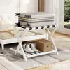 Portamaletas plegable de madera, adecuado para casas de huéspedes y habitaciones de hotel, un estante de almacenamiento de doble capa para maletas, plegable para usar en el dormitorio