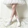 Polainas de Renda Estilo Coreano com Laço para Mulheres Outono Inverno Meia-Calça de Meia-Canela Estilo Lolita Doce para Combinar com Sapatos Mary Jane Meias Delicadas