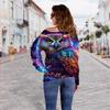 Suéter 3D transfronteiriço estampa de coruja novo europeu e americano vestuário feminino top feminino ombro de fora top feminino ombro oblíquo blusa de base feminina