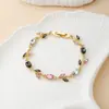 Bestseller transfronterizo: Pulsera estilo europeo y americano de hojas y pétalos, pulsera de alta gama a la moda con mezcla de colores de hojas y tulipanes en stock