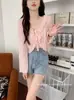 Chal de gasa de verano cárdigan corto protector solar viento suave encaje de oreja de madera manga de cuerno fino mujer una generación de pelo