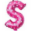 Balão de letras de 16 polegadas impressão rosa azul número maiúsculo balão de filme de alumínio batismo bebê festa de aniversário decoração adereços