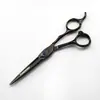 Tesoura de Cabeleireiro 6.0 polegadas Pena Preta Galvanizada Pedra Preciosa, Tesoura de Corte de Cabelo, Tesoura Reta, Tesoura de Franja, Tesoura Desbastadora
