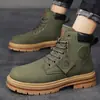 Botas Martin de Cabeza Grande Transfronterizas para Hombre Otoño e Invierno Botas de Trabajo de Caña Alta Zapatos de Hombre Estilo Británico Retro Zapatos Calefactables