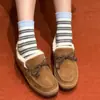 [Em Estoque] Botas de Neve de Cano Baixo com Forro de Lã de Inverno, Sapatos Slip-On Peludos com Laço, Mocassins de Sola Grossa
