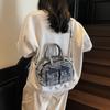 Bolsa de Motocicleta Europea y Americana Transfronteriza 2025 Nueva Retro Denim Lavado Costuras Bolso de Hombro Sencillo de Mano Cruzado