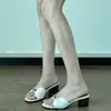 Use as Novas Sandálias de Salto Alto Estilo Verão para Mulheres, Chinelos de Salto Grosso para Mulheres, Chinelos Afunilados com Bico Quadrado para Mulheres